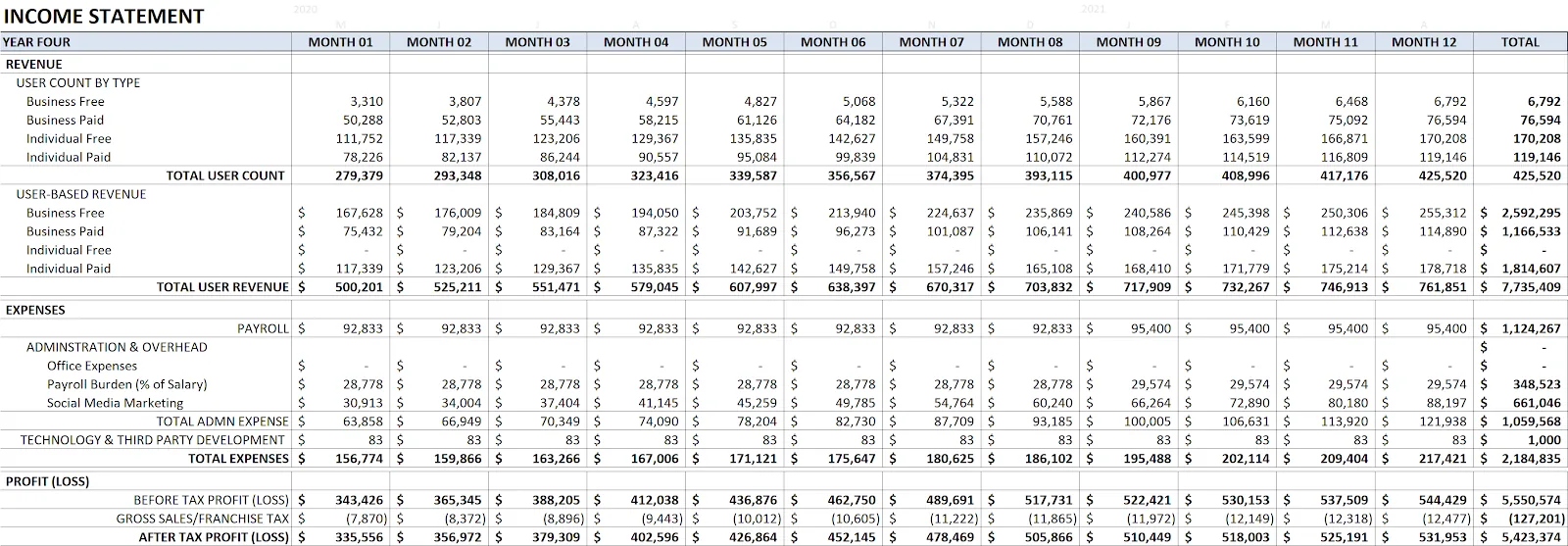 PassCrypt income statement year 4